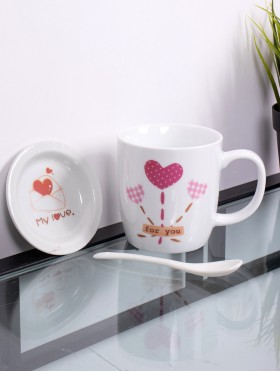 Love Print Mug with Spoon